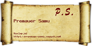 Premauer Samu névjegykártya